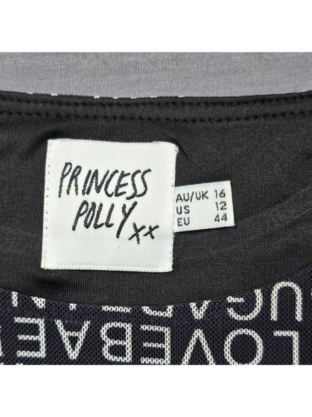Princess Polly Womens Black & White Crop Tank Top Size US 12 Medium Love Honey - Picture 2 of 4